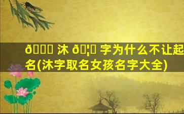 🐛 沐 🦆 字为什么不让起名(沐字取名女孩名字大全)